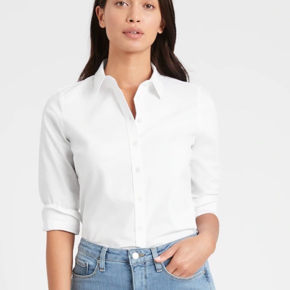 Banana Republic Tops - 🌻Banana Republic White Tailored-Fit Shirt Size 4